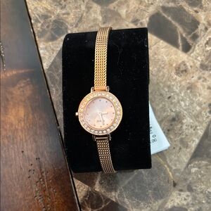 Gold Women's Watch with Crystal Accents